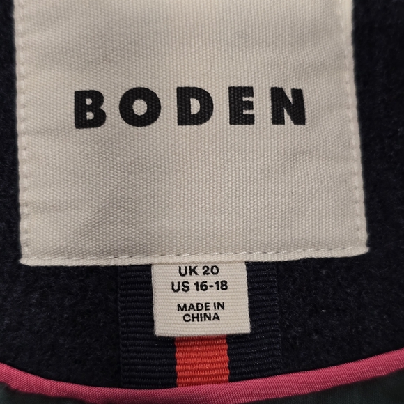 Boden Navy Boiled Wool Blend Bomber Jacket Sz 16 Preppy Academia Back To School - Picture 7 of 14